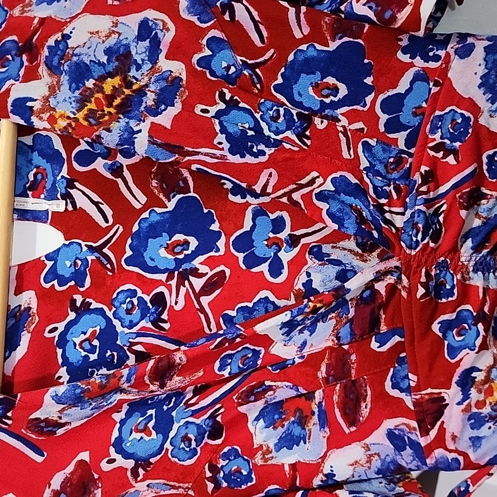Free People Glow Up red and blue floral mini dress size 00 - Picture 4 of 7